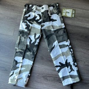 2/$20 NWT Boys Military Camo Camouflage BDU cargo fatigue pants XS 4-6 airsoft